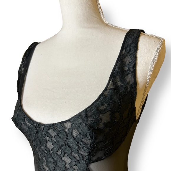 Vintage Black Blanche by Ralph Montenero Lace Mesh Maxi Long Slip Dress Size XS - Picture 3 of 12